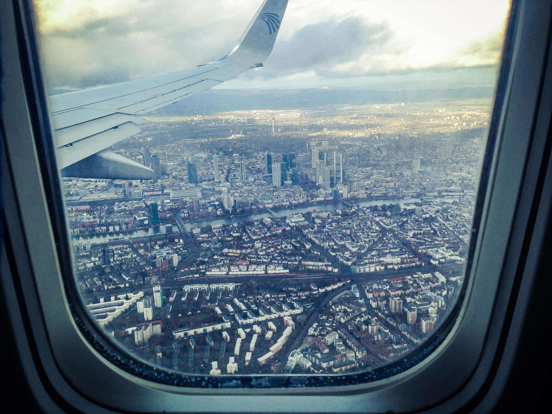 Overlooking City View Inside Airplane