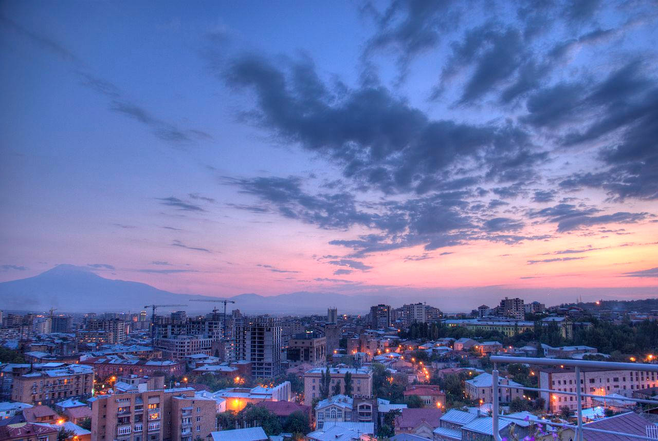 Overlooking Yerevan's Buildings Background