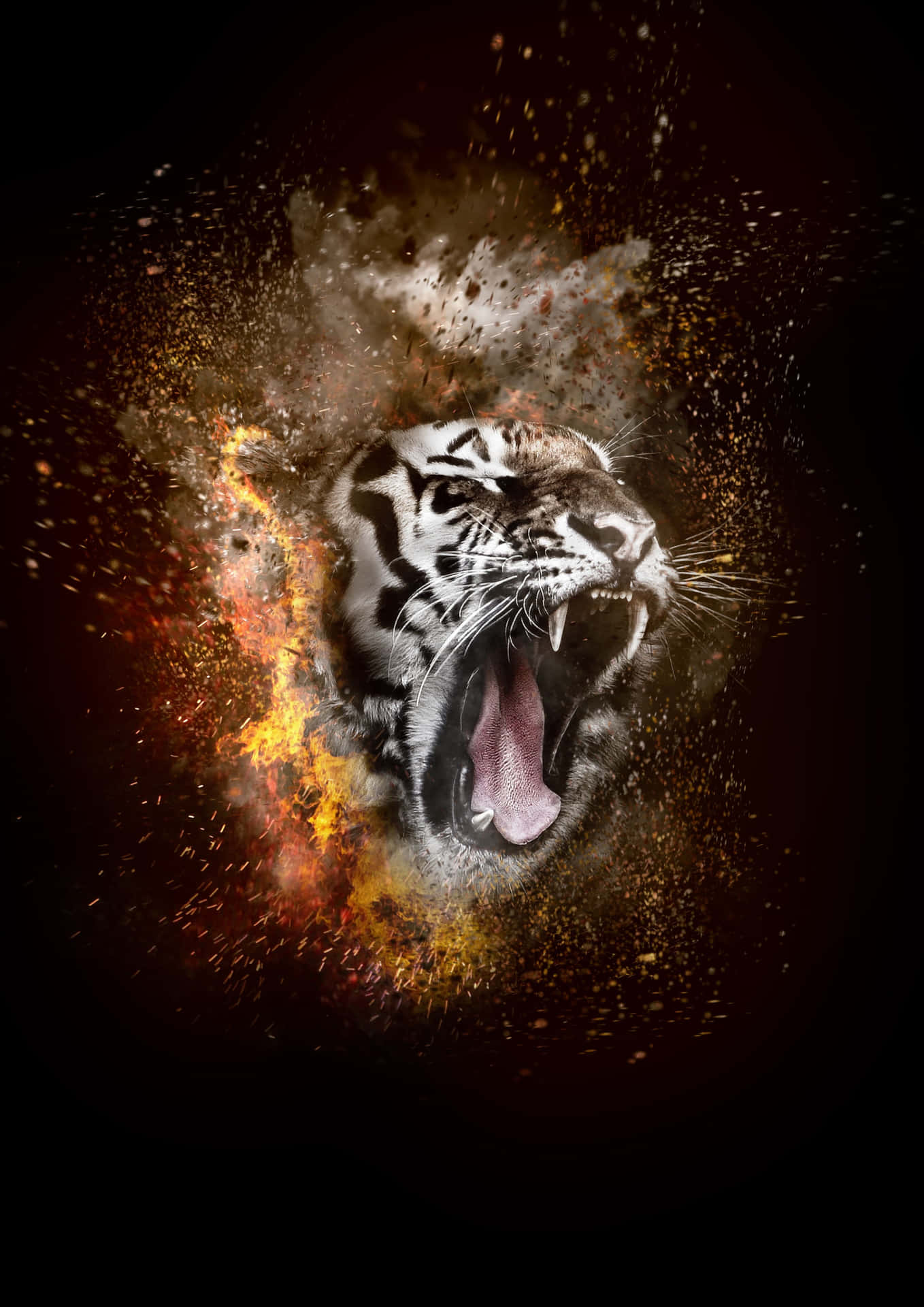 Overt White Tiger Explosions Background