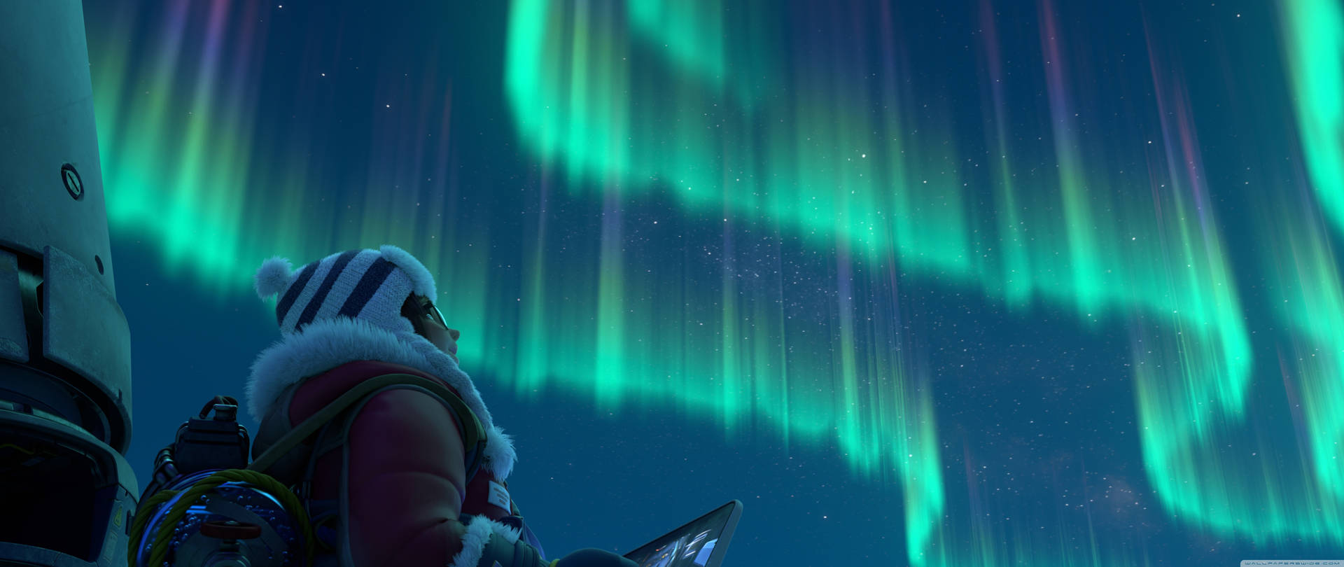 Overwatch 2 With Aurora Borealis Skyline