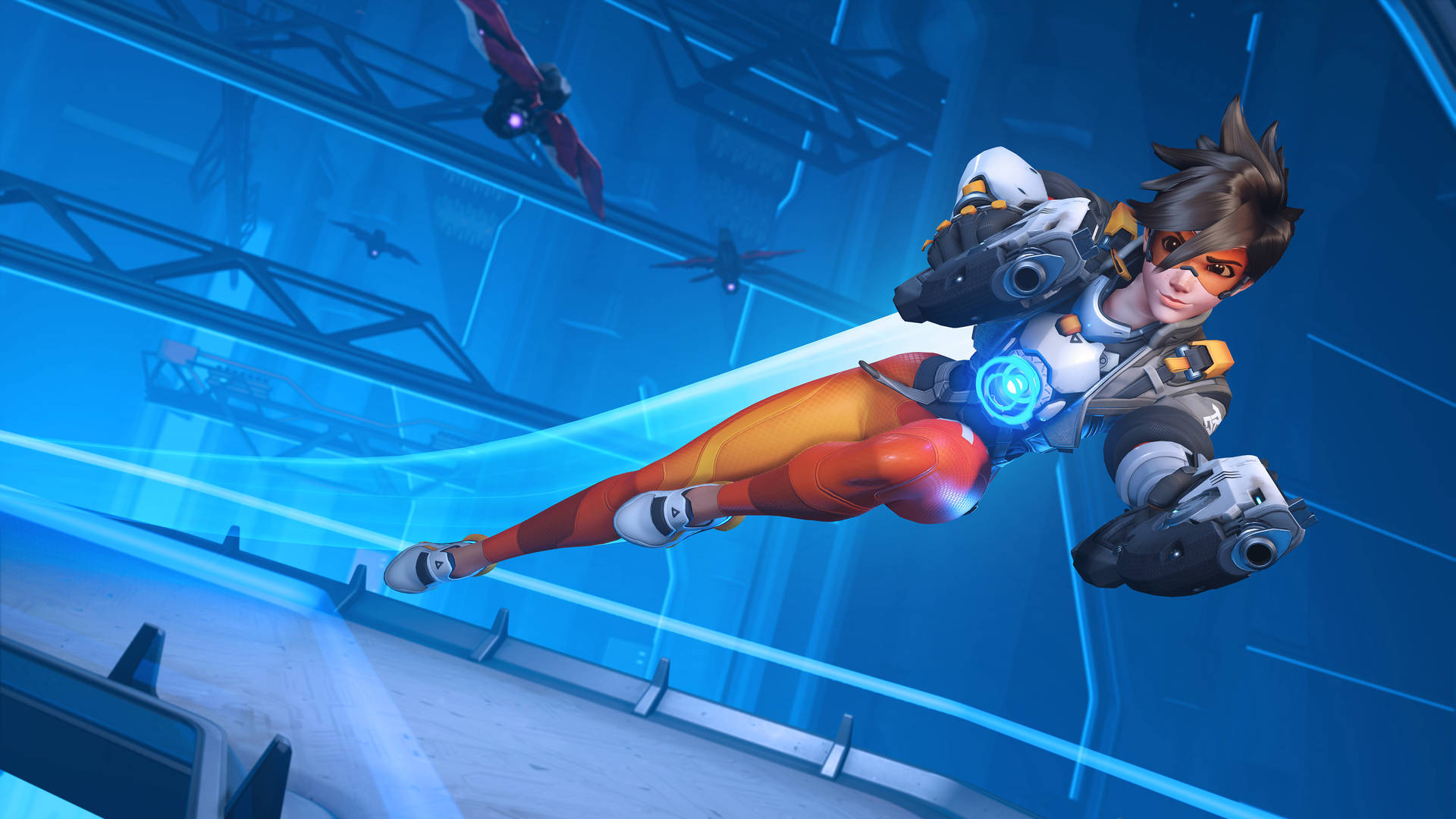 Overwatch 4k Tracer Aerial Fight Background