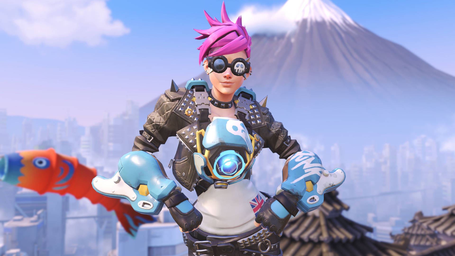 Overwatch 4k Tracer With Ice Mountain Background