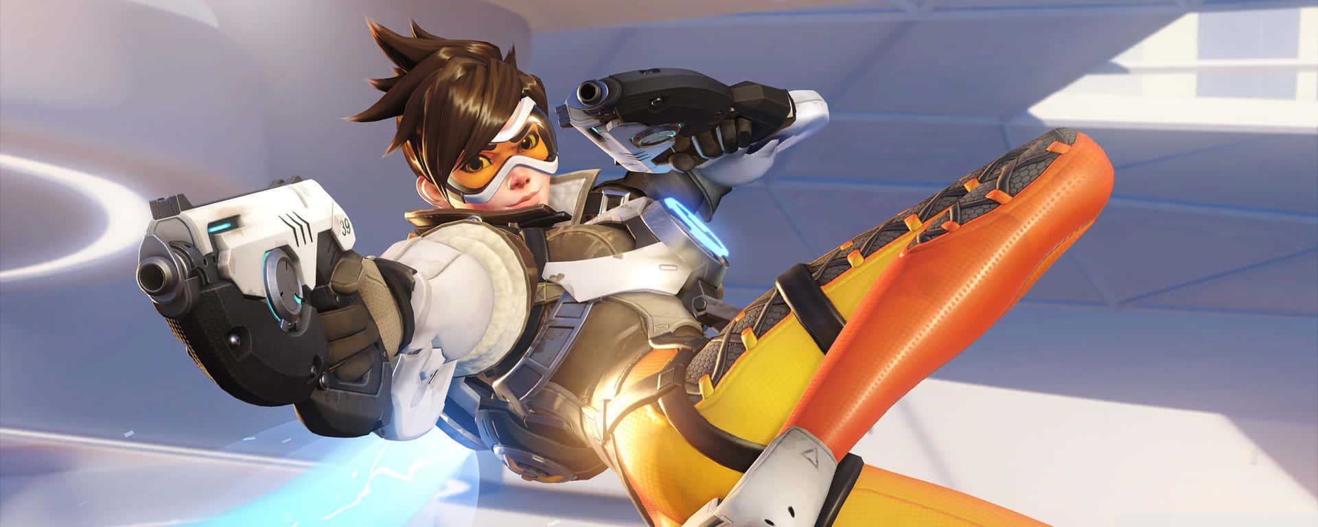 Overwatch - A Character In A Yellow Suit Background