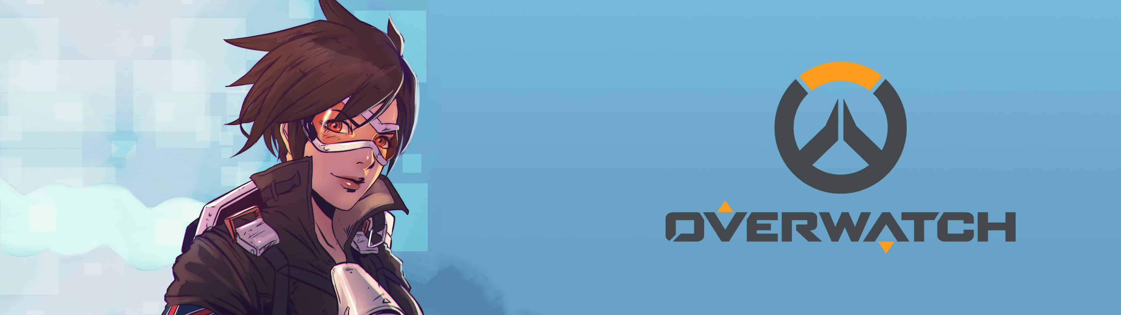 Overwatch - A Girl With Glasses And A Blue Background Background