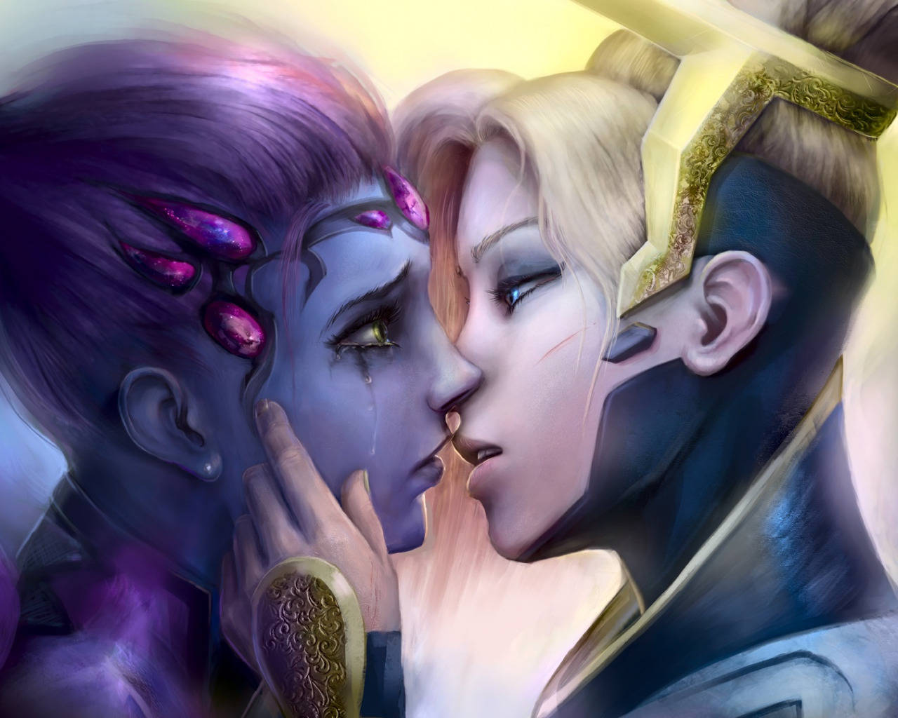 Overwatch Girls Kissing Art Background