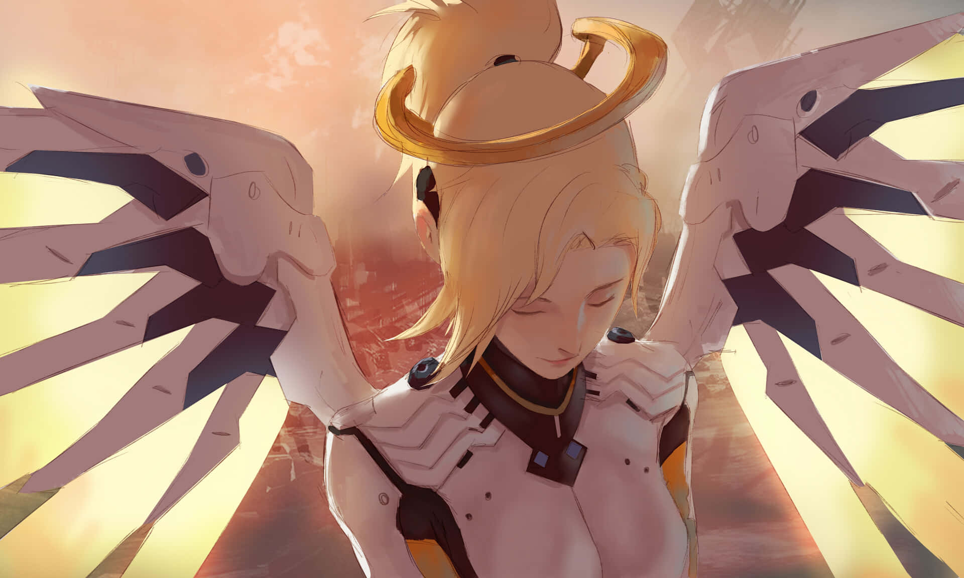 Overwatch Mercy Flying High Background