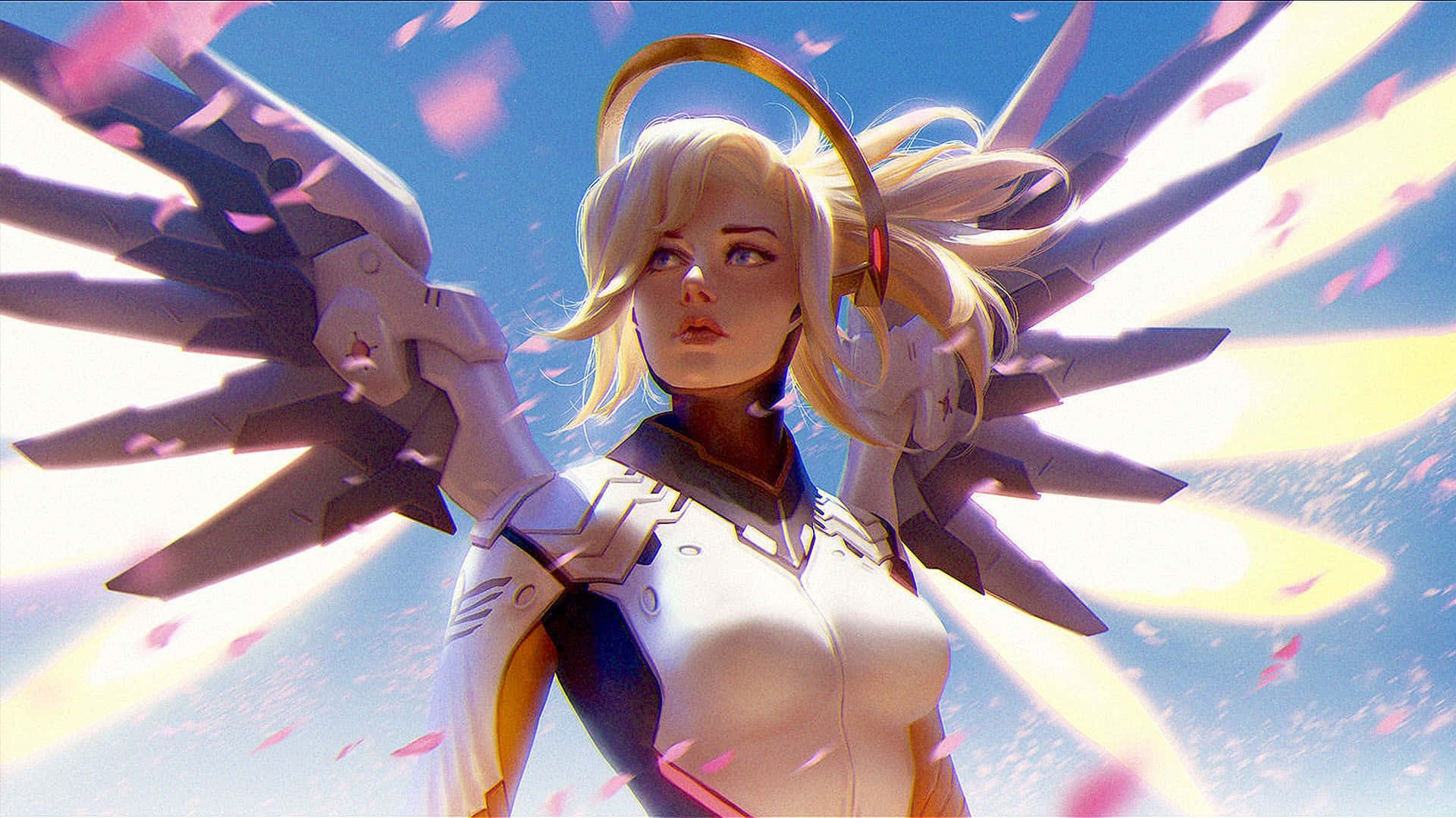 Overwatch Mercy - Guardian Angel Of The Battlefield Background