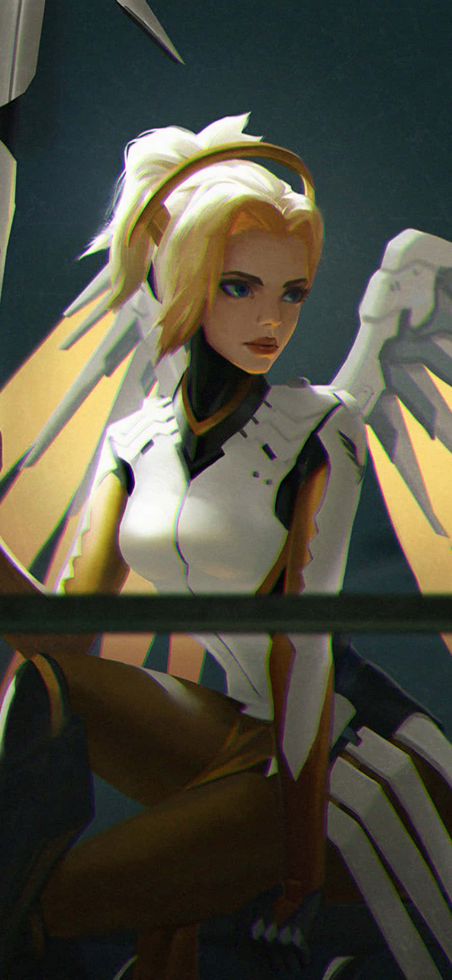 Overwatch Mercy Soaring Into Battle Background