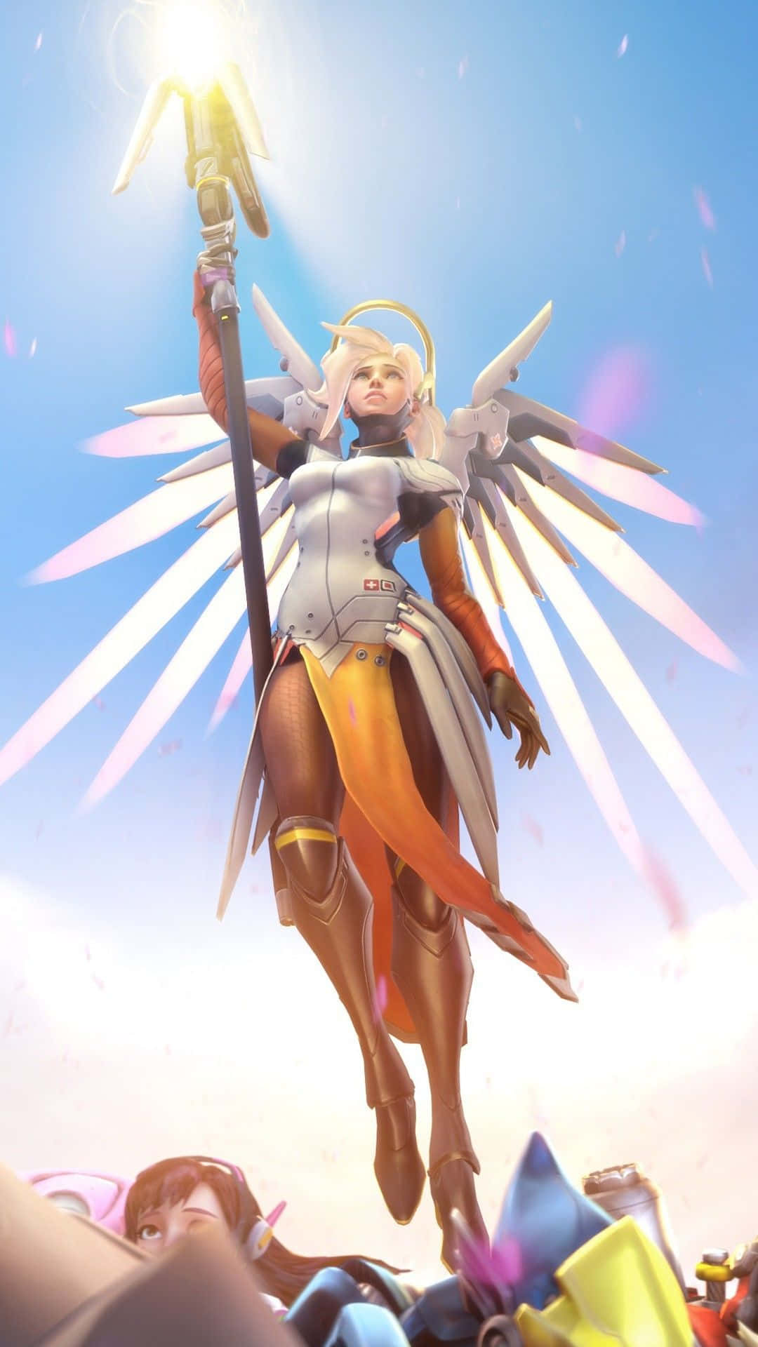Overwatch's Mercy, The Guardian Angel, Soaring In Action Background
