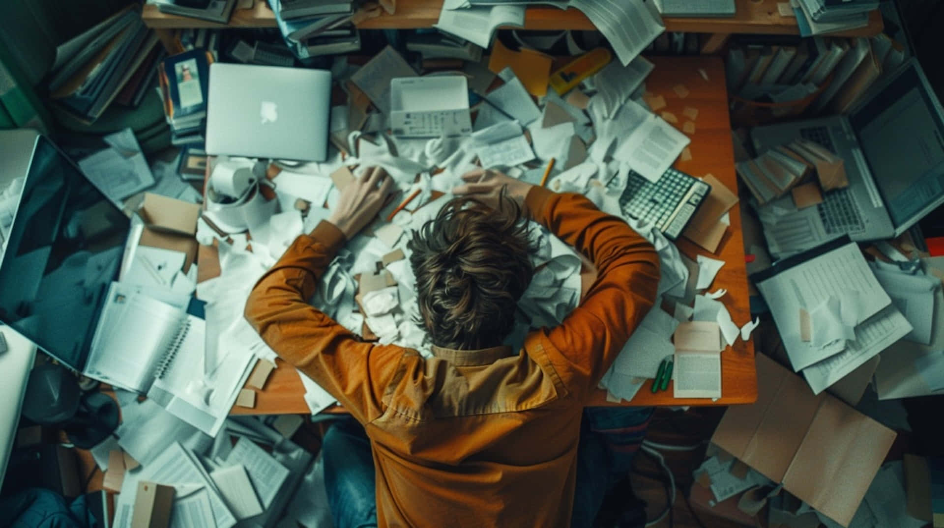 Overwhelmed By Paperwork Background