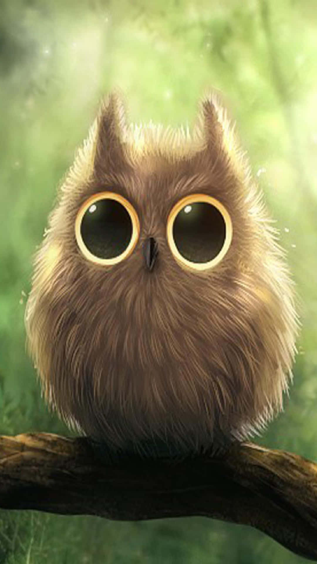 Owl Phone With Big Eyes Digital Painting Background