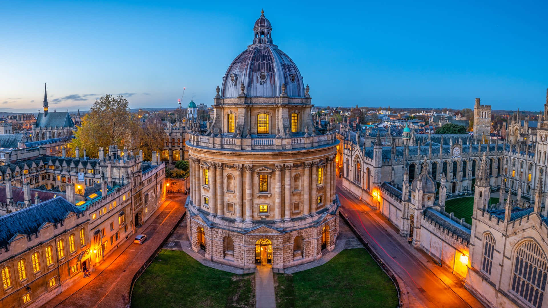 Oxford University Night Lights Background