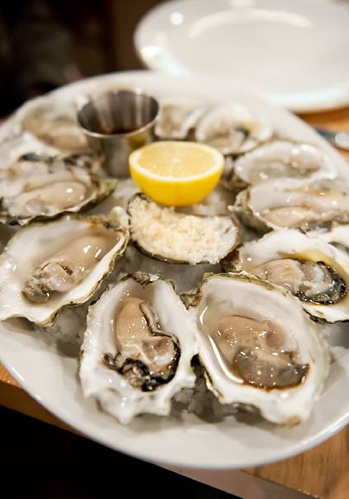 Oysters With Lemon Background