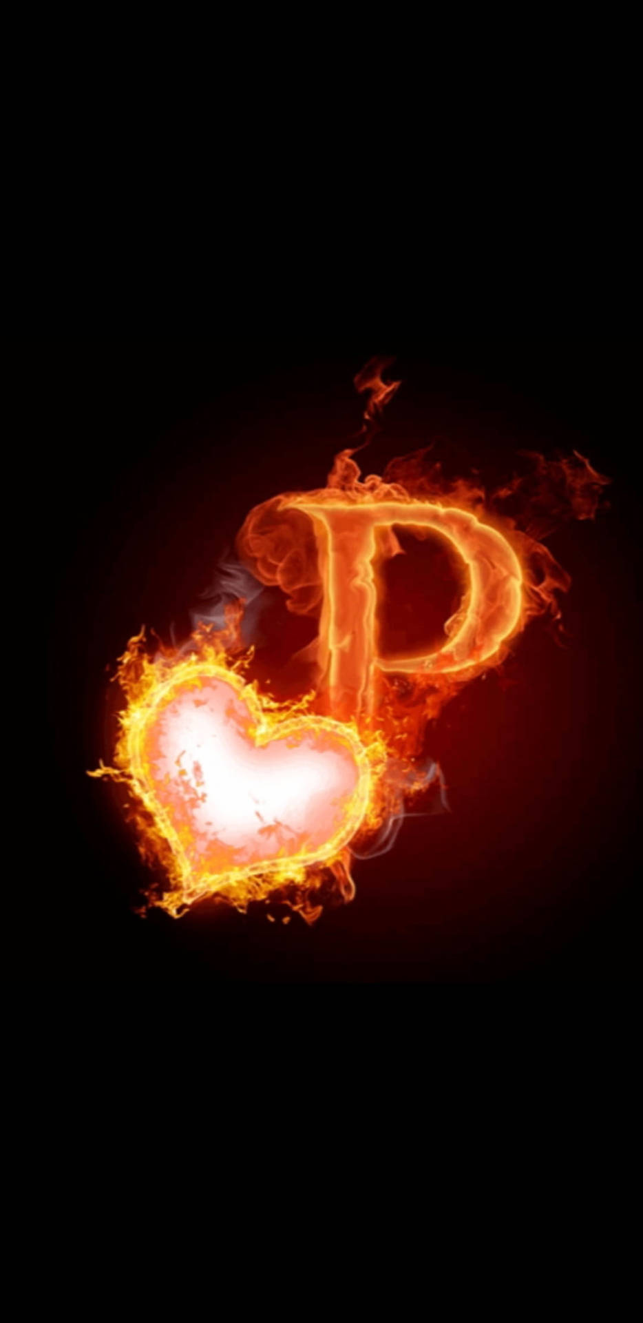 P Letter And Burning Heart Background