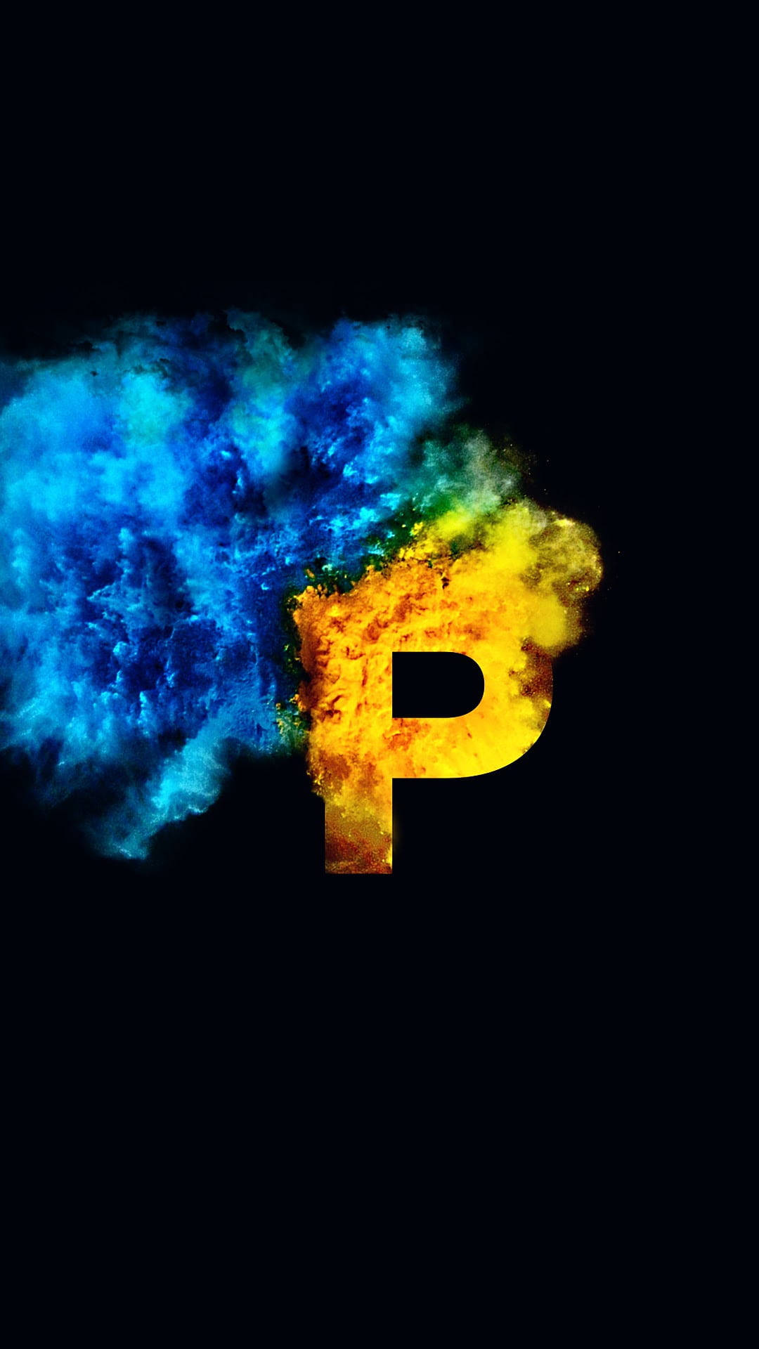 P Letter With Smoke Splash Background