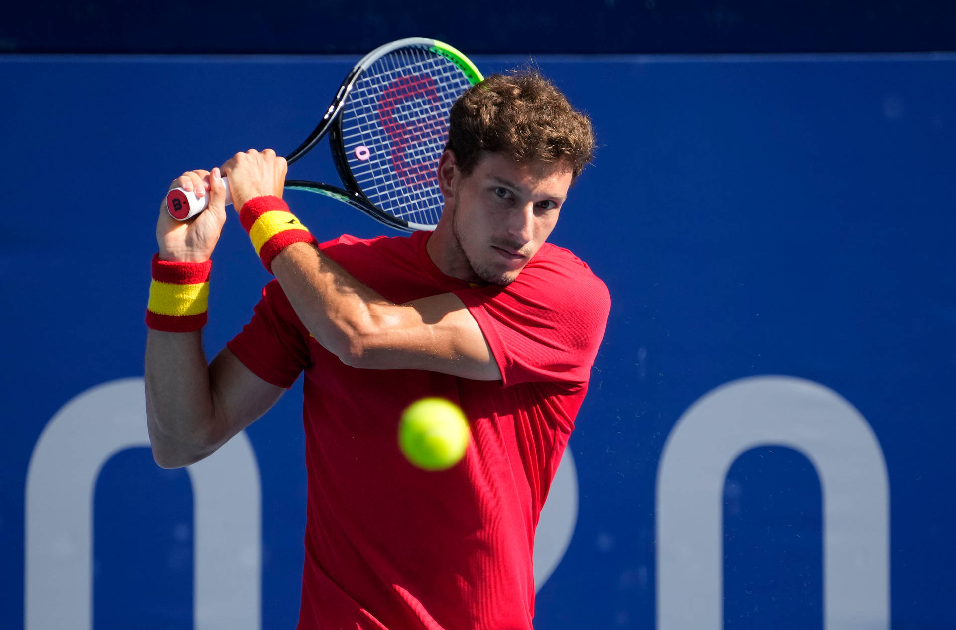 Pablo Carreno Busta Hits The Ball Background