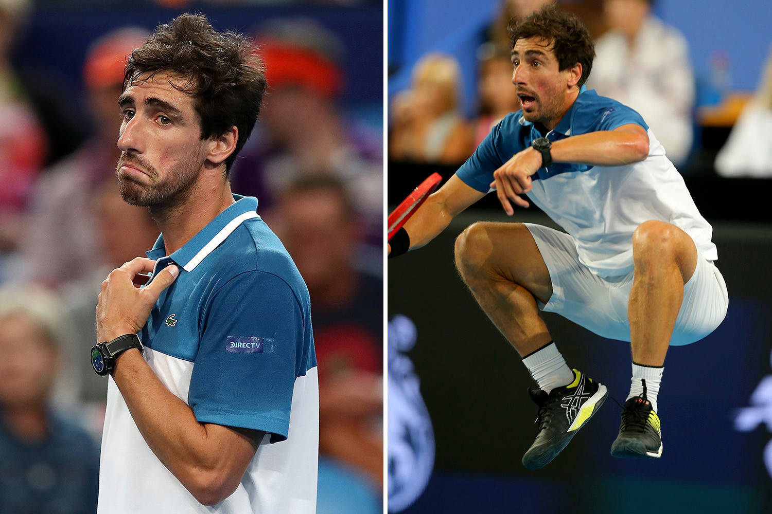 Pablo Cuevas Pouting And Jumping Background