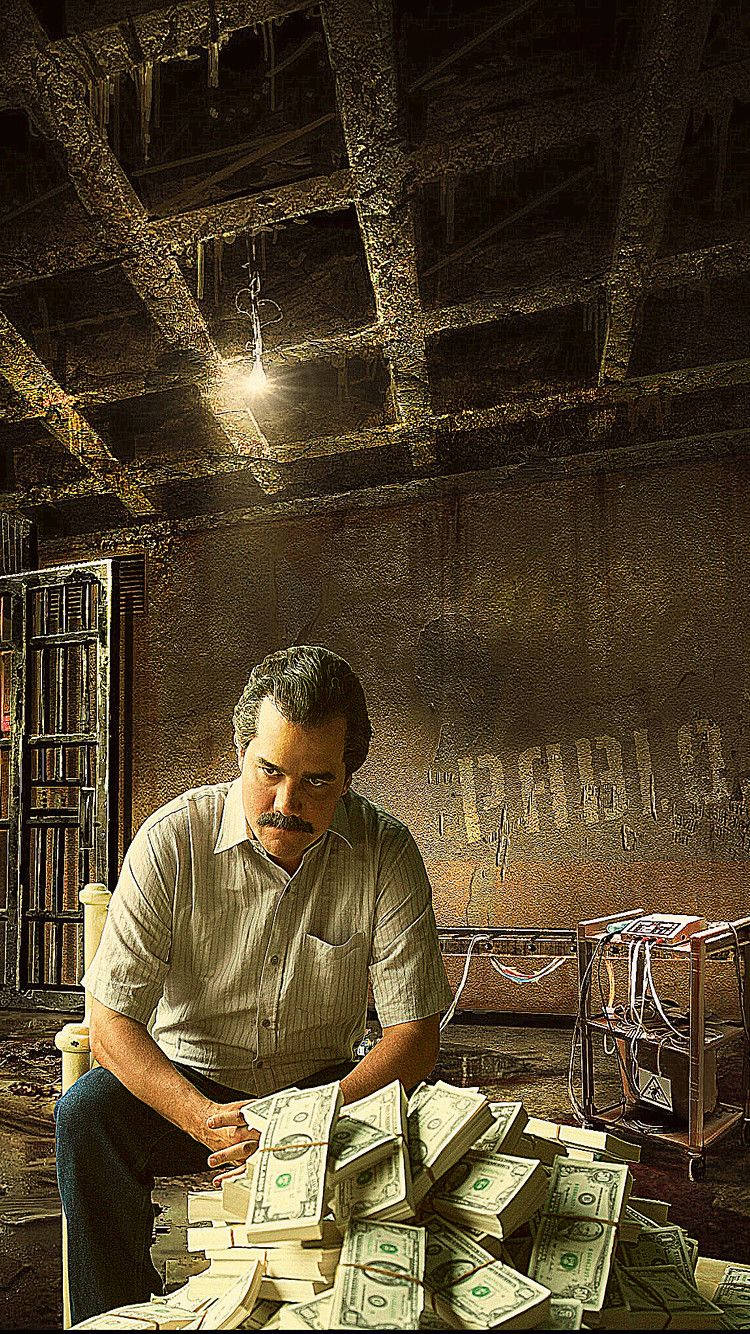 Pablo Escobar And Money Background