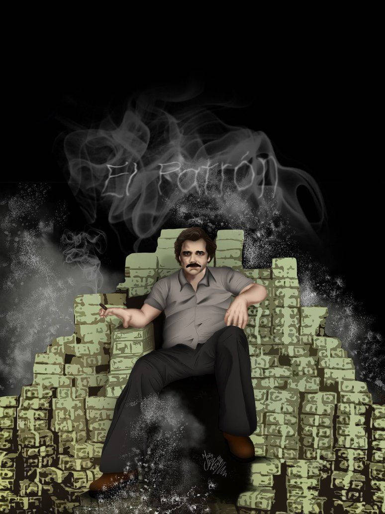 Pablo Escobar Sitting On Money