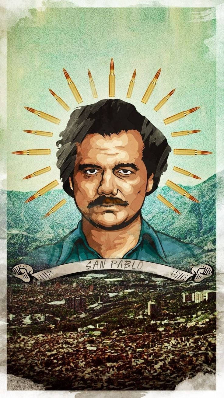 Pablo Escobar With Bullet Halo Background