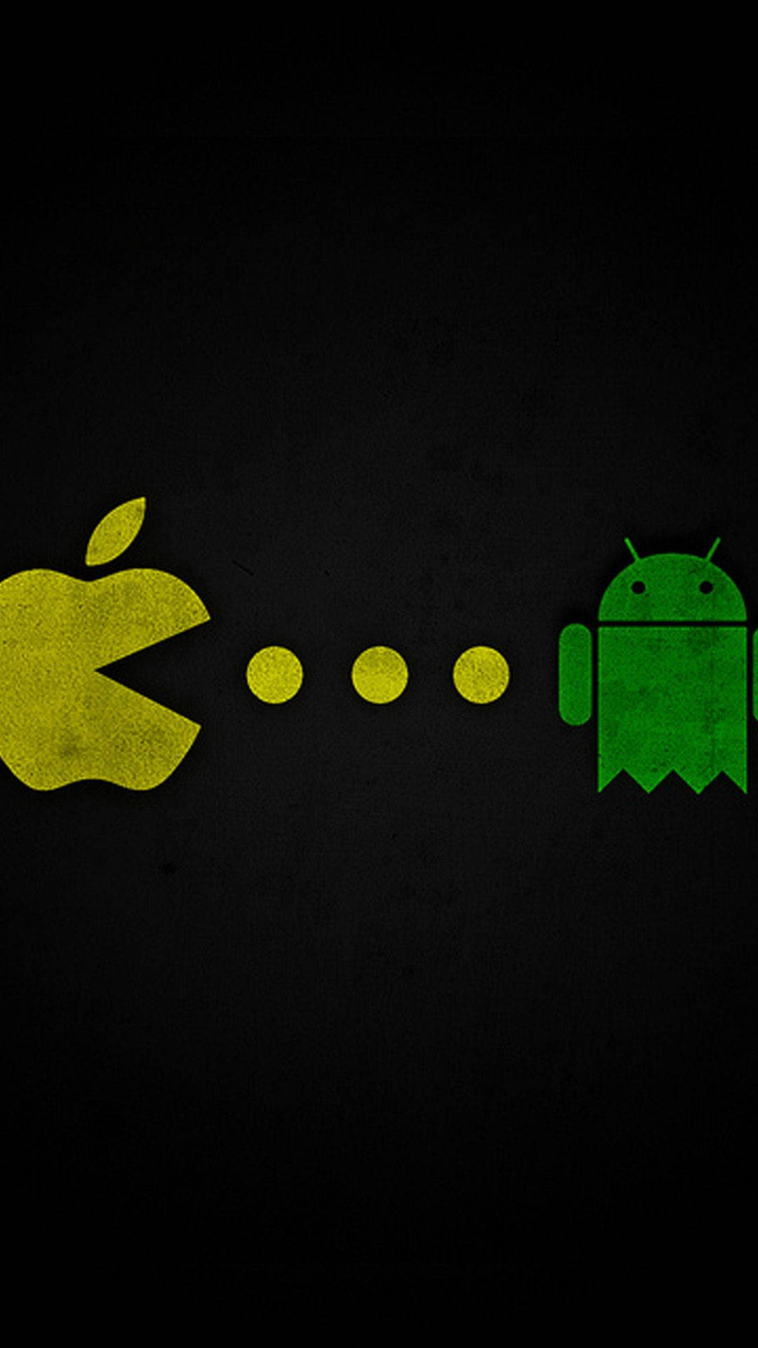 Pac Man Apple Logo Eating Android Logo Background