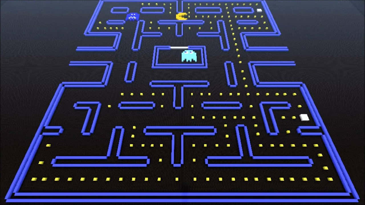 Pac-man Game On A Black Screen Background