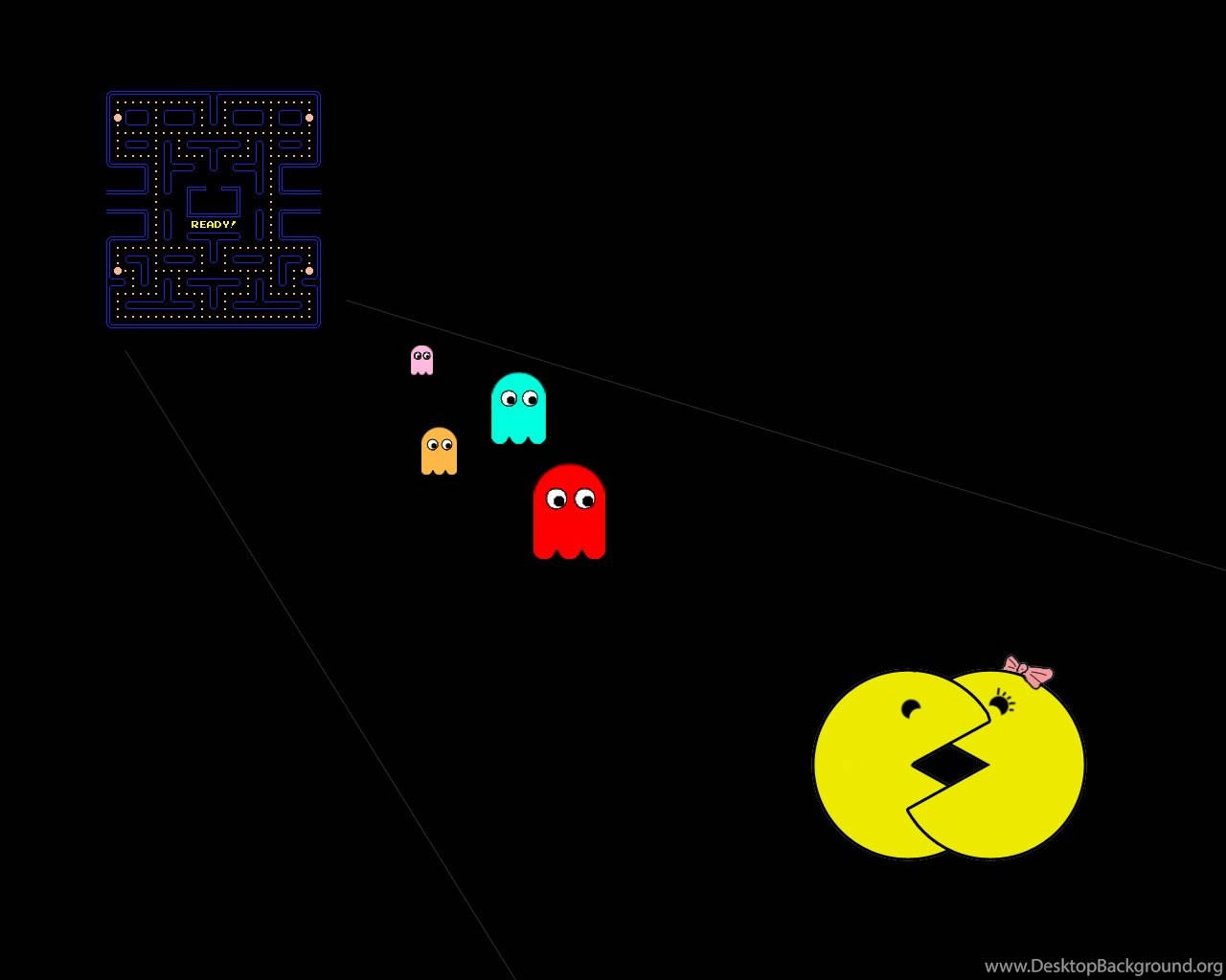 Pac Man Kissing Ms Pac Man Background