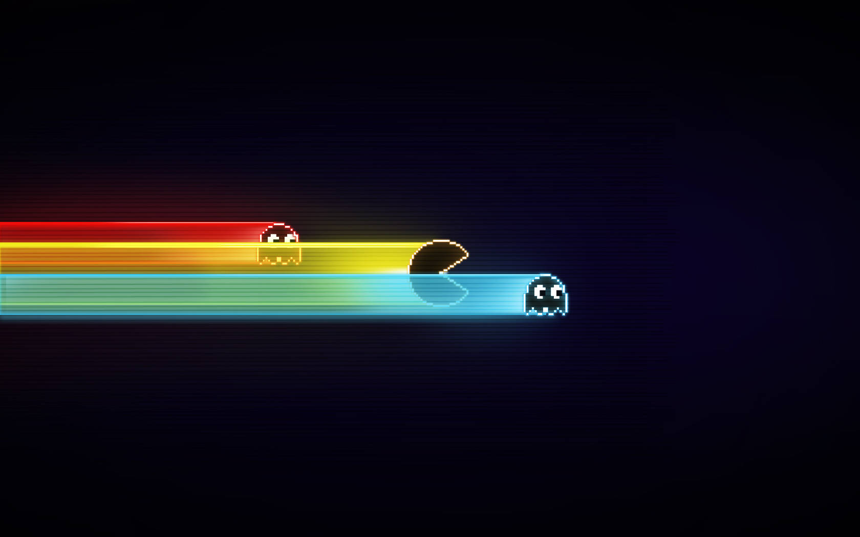 Pac Man Racing Against Ghosts Background