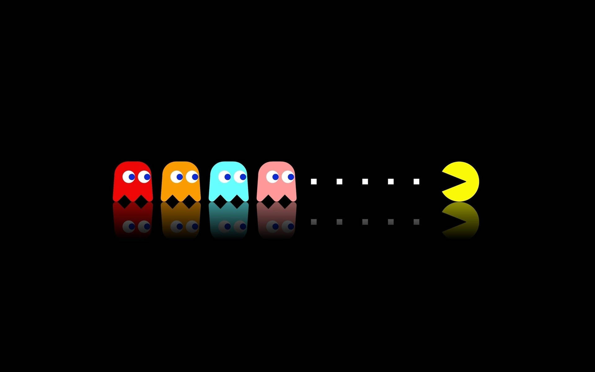 Pacman Chasing Ghosts Simplistic Gaming Background