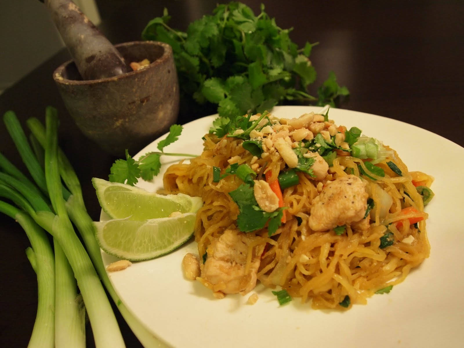 Pad Thai Noodles Dish For Dinner Background