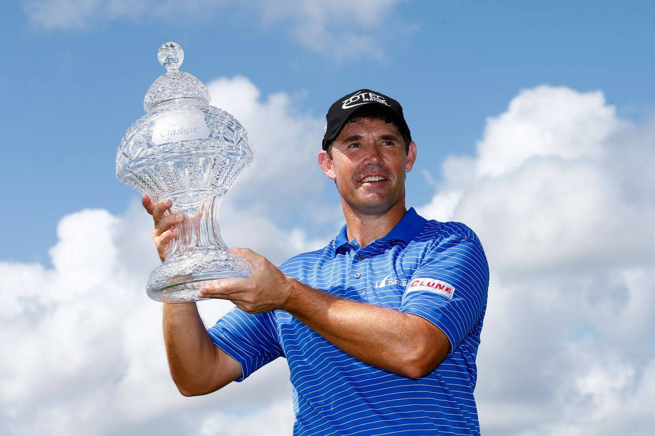 Padraig Harrington Trophy On Clouds Background