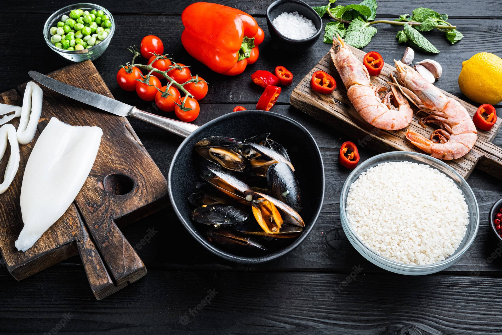 Paella Raw Ingredients From Scratch Cooking