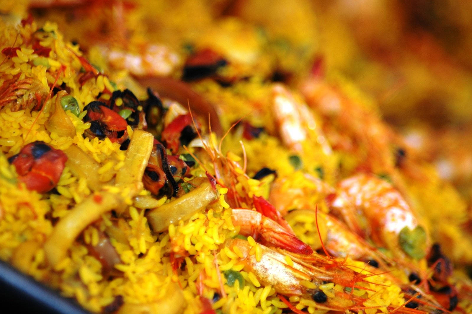 Paella Yellow Rice Closeup Background