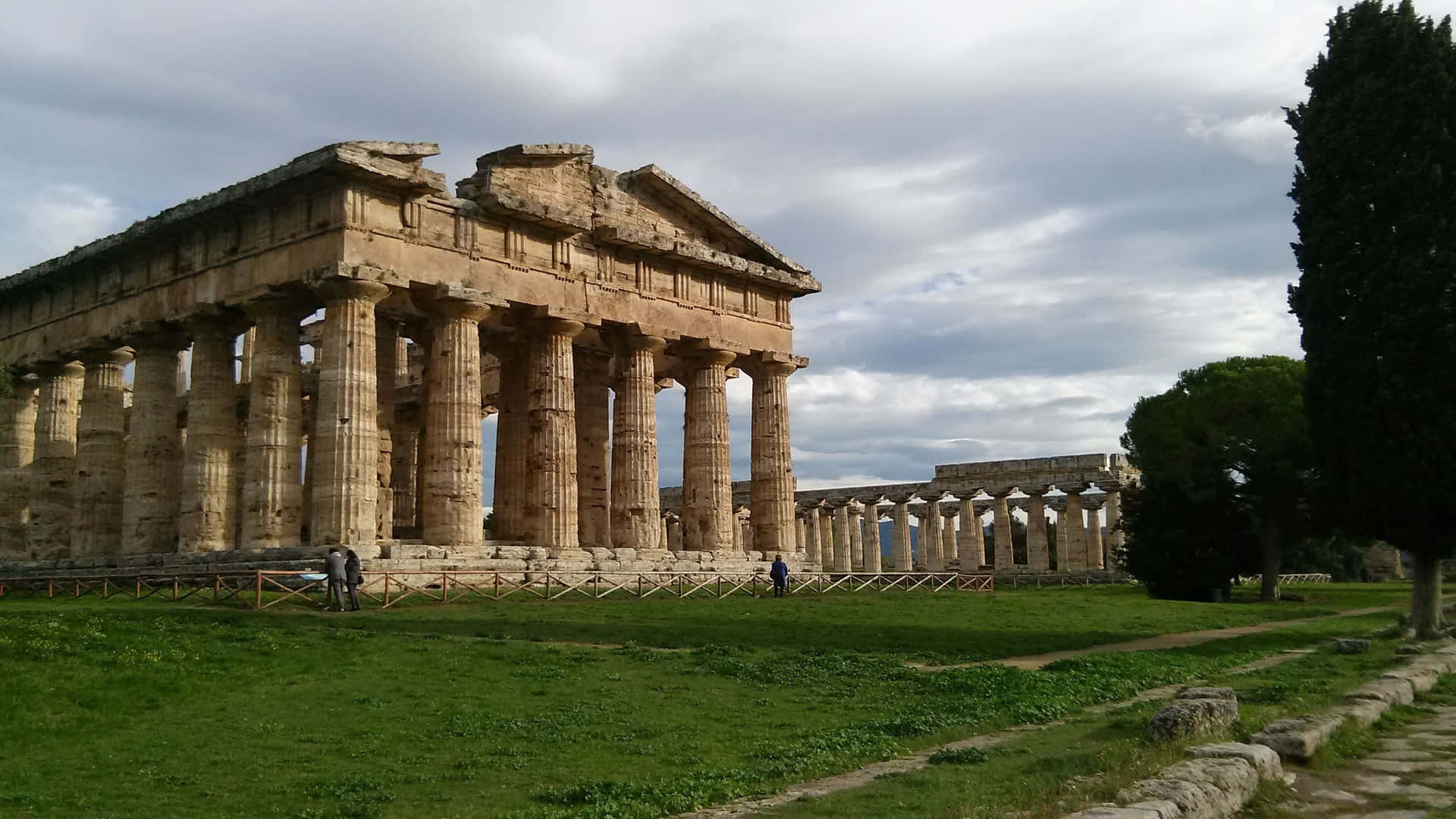 Paestum Cloudy Path Background