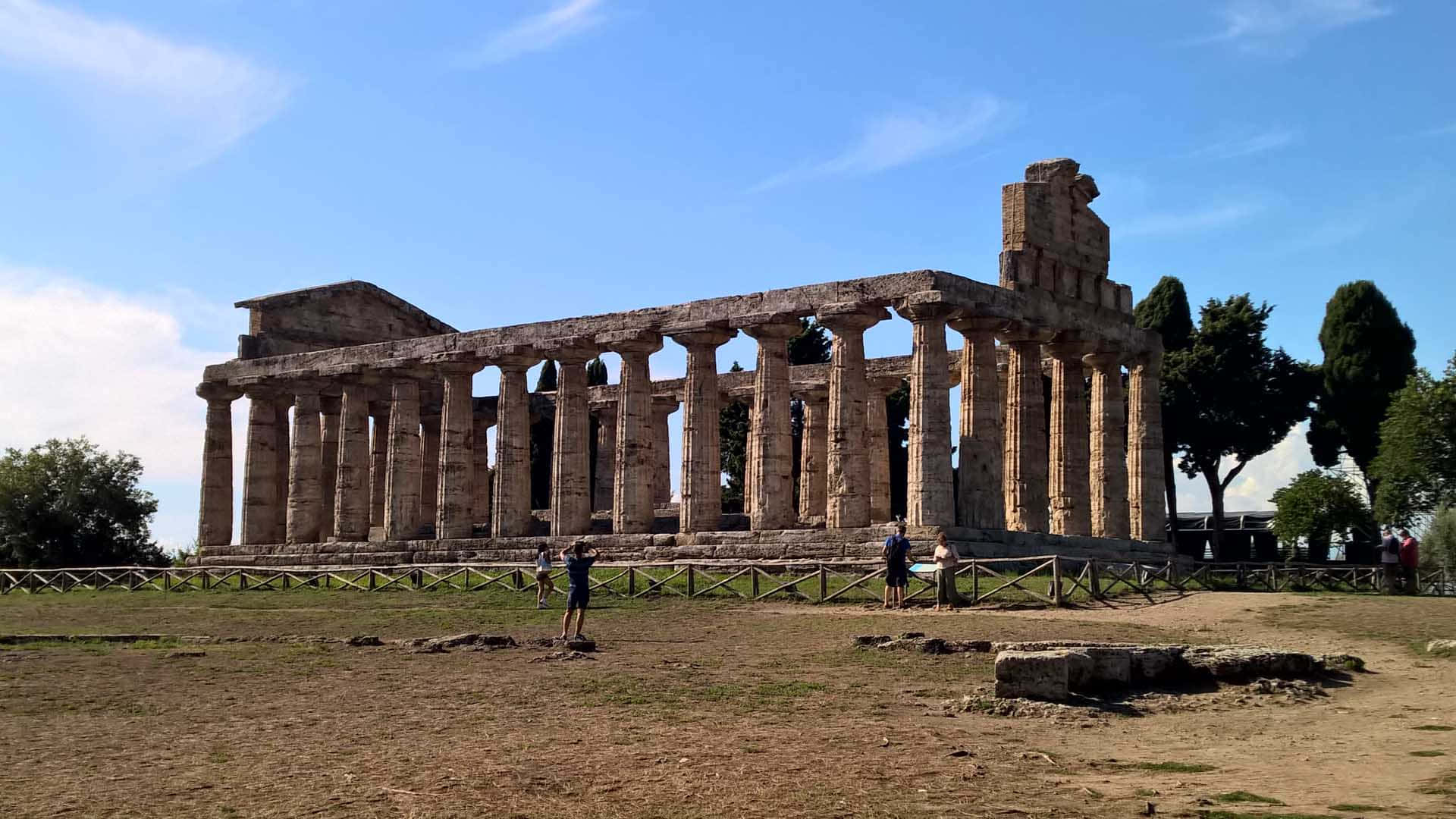 Paestum Tourists. Background