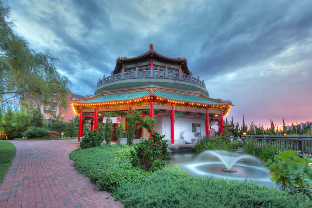 Pagoda And Oriental Garden In Norfolk, Virginia Background