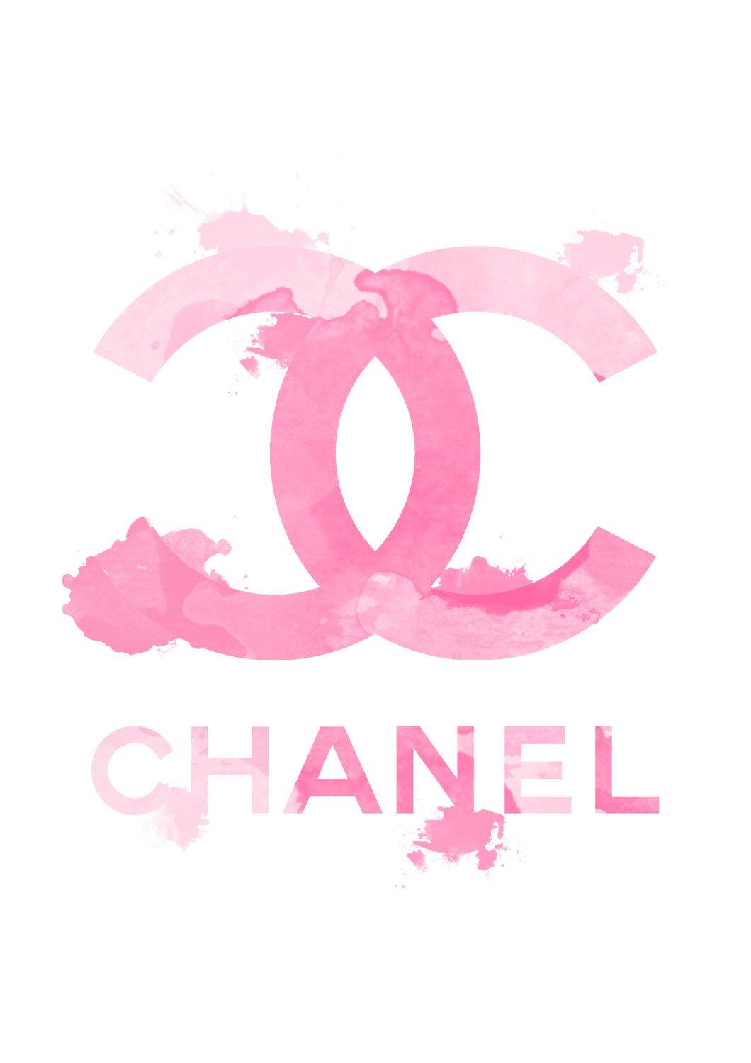 Paint Blots Forming Pink Chanel Logo Background