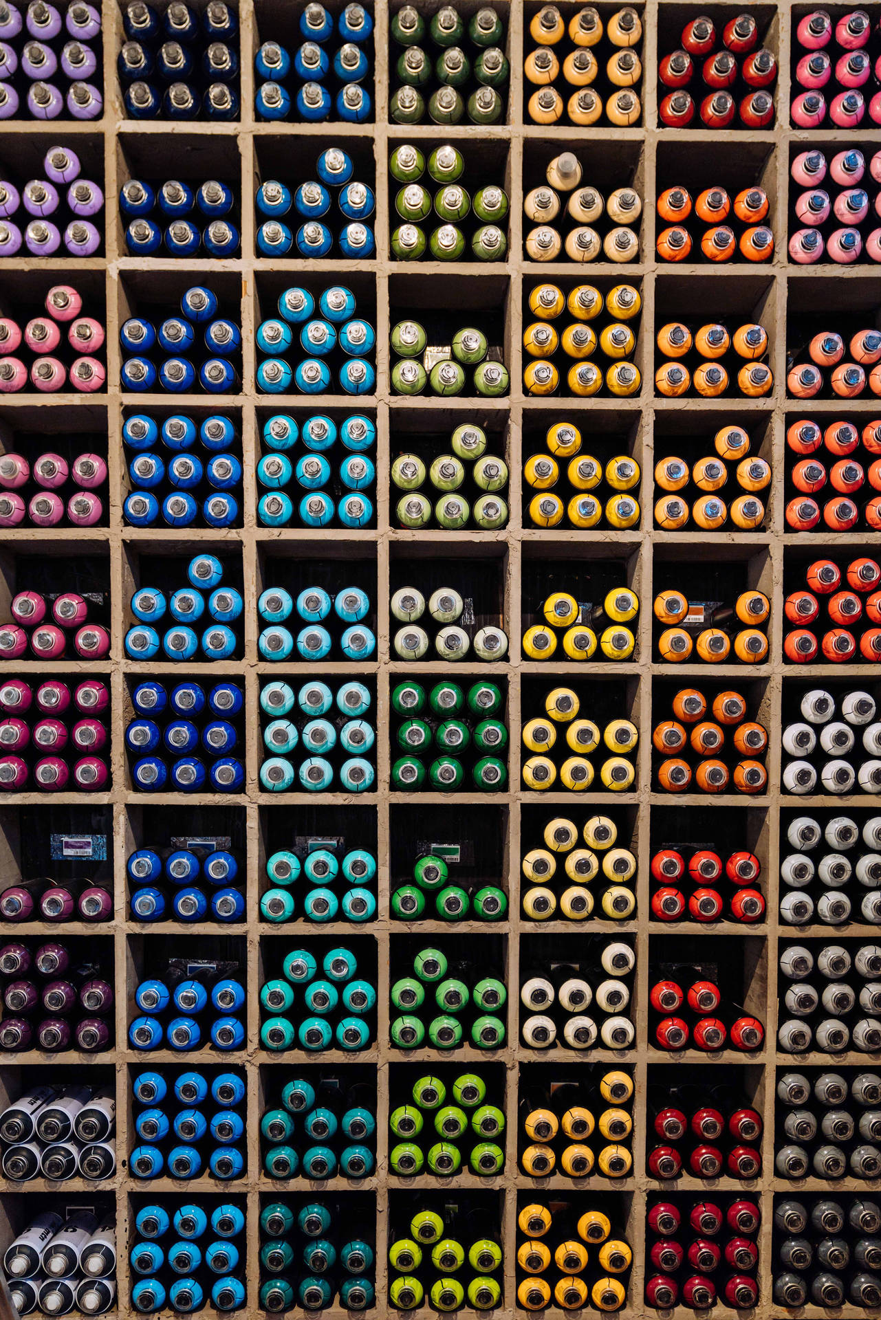Paint Cans On Shelves Background