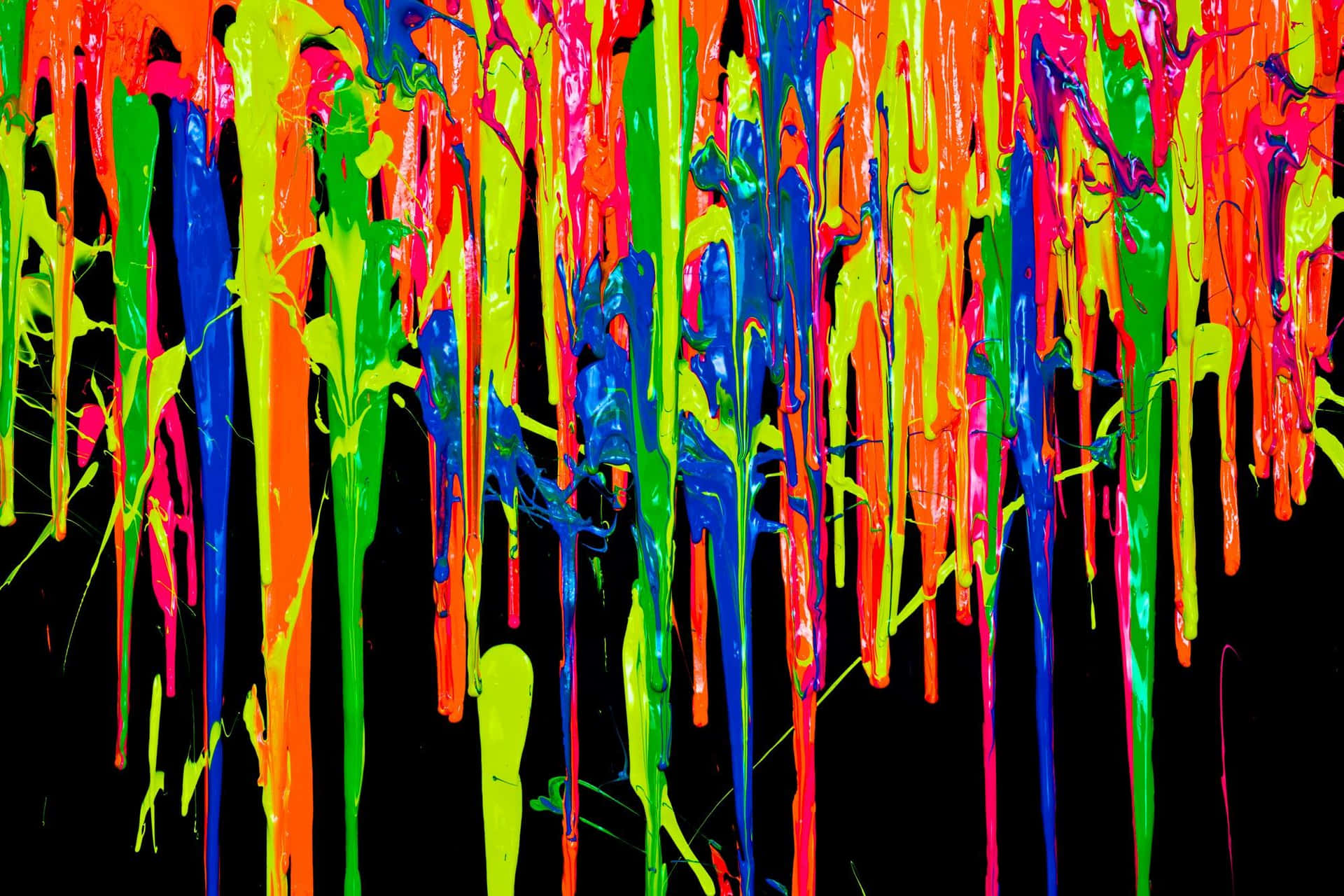 Paint Drip Orange Blue Green And Yellow
