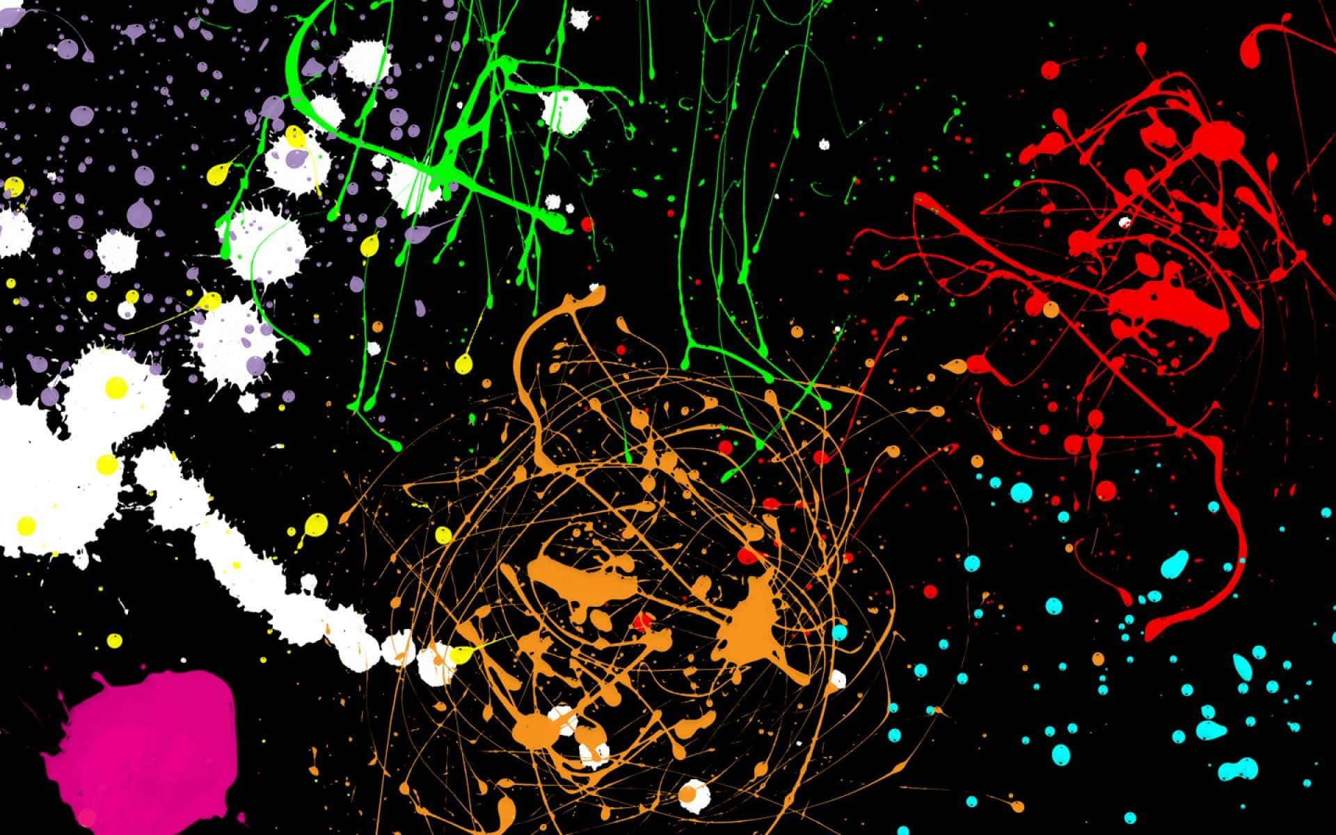 Paint Drip Splashing On Black Canvas