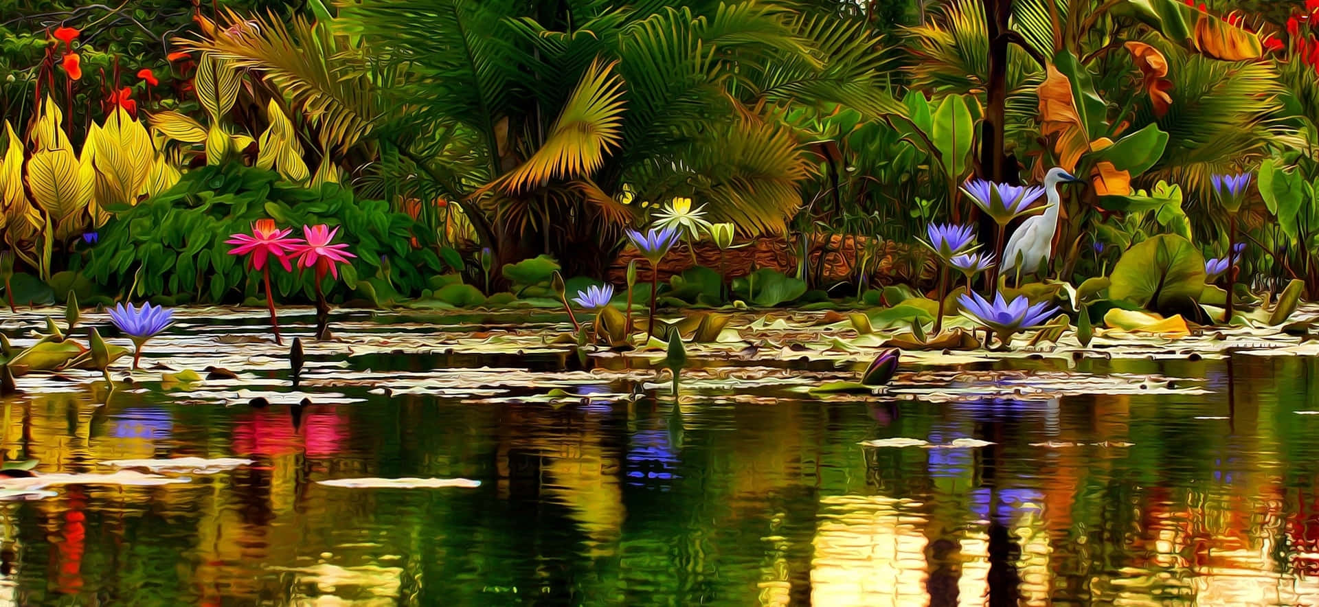 Paint Liked Pond View Background