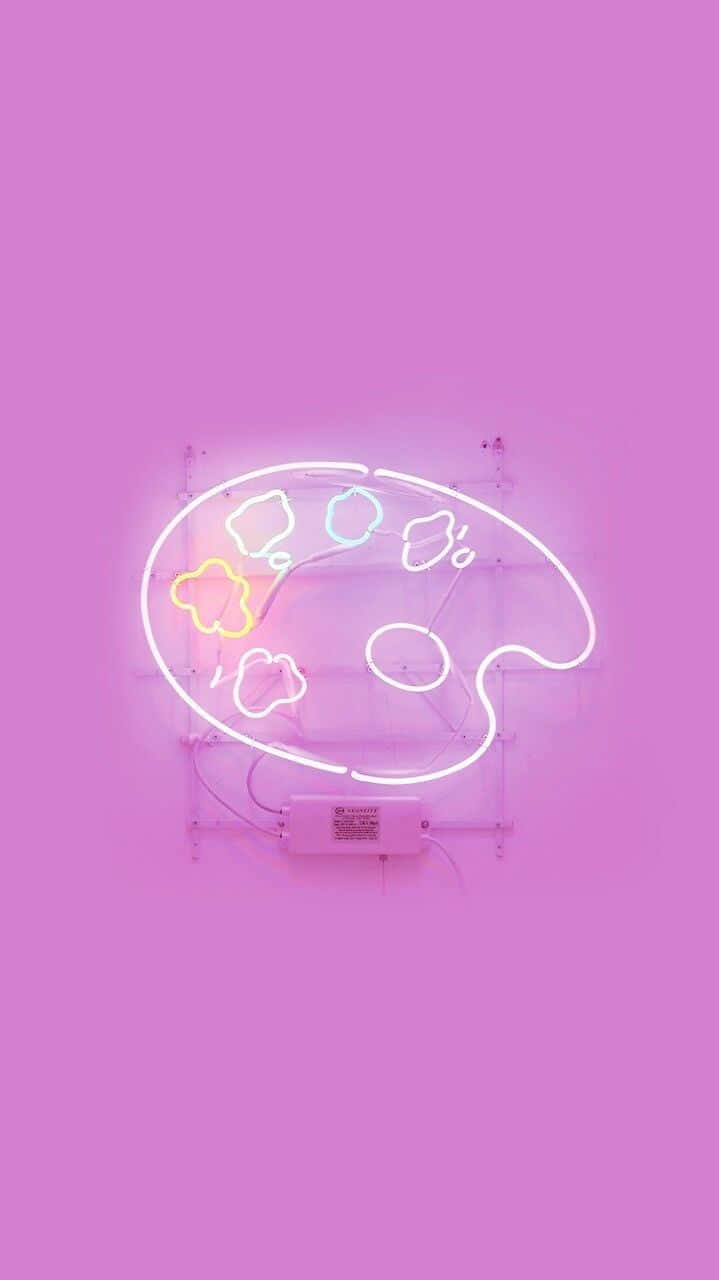 Paint Plate Neon Lights Girly Aesthetic Background