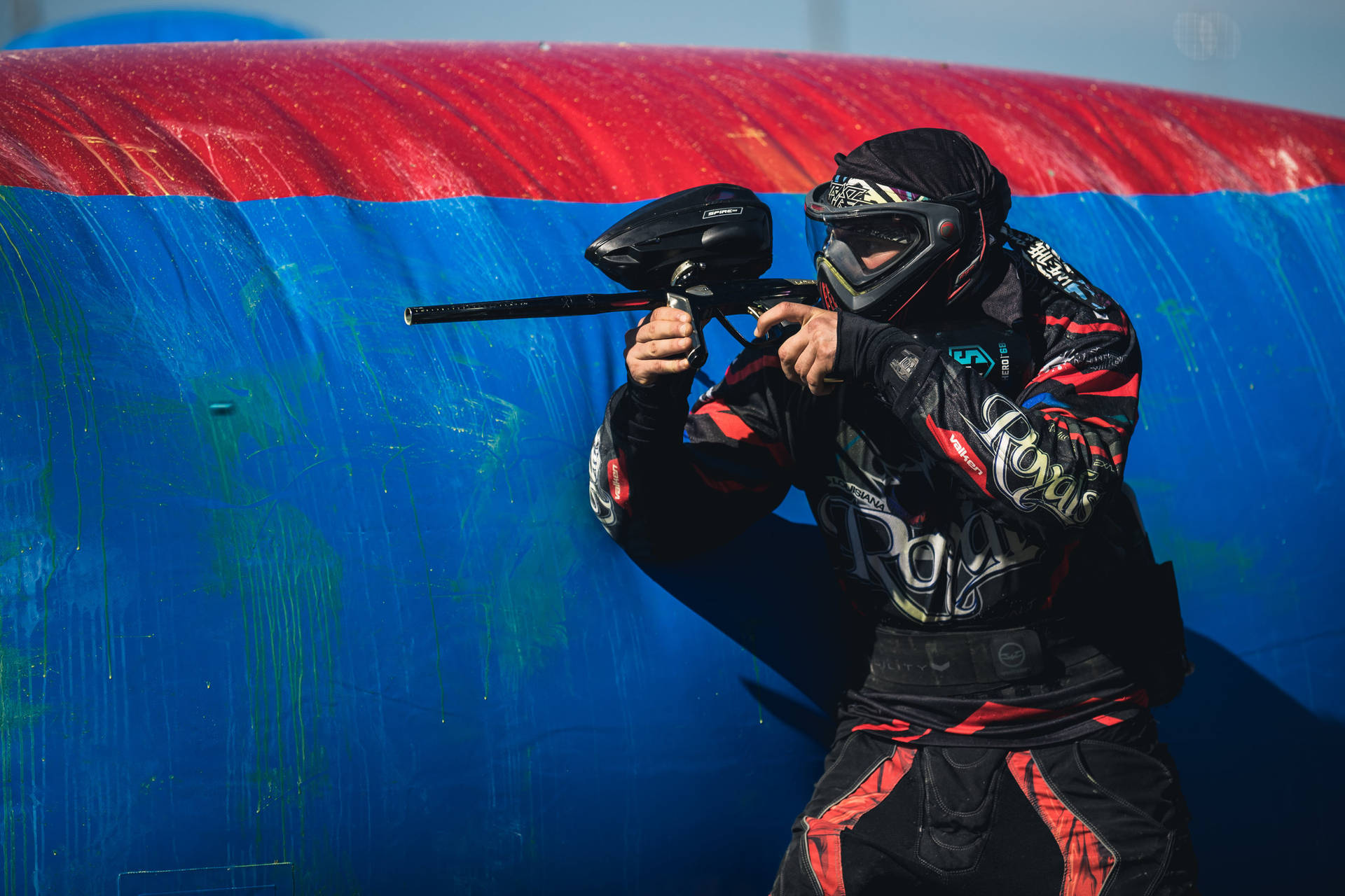 Paintball Player With Palm Beach Royals Jersey Background