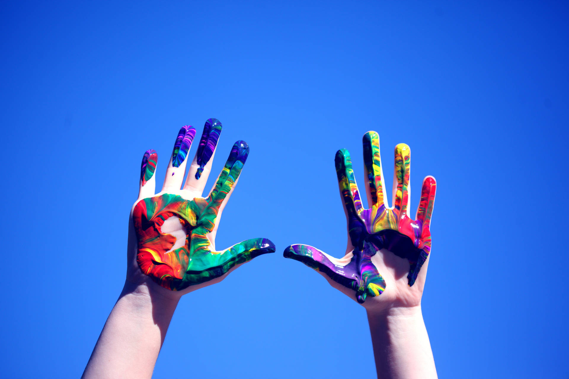 Painted Blue Hands Background