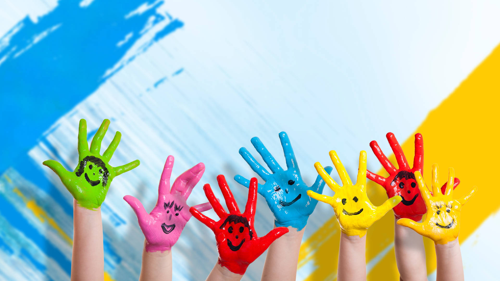 Painted Cute Smile Hands Background