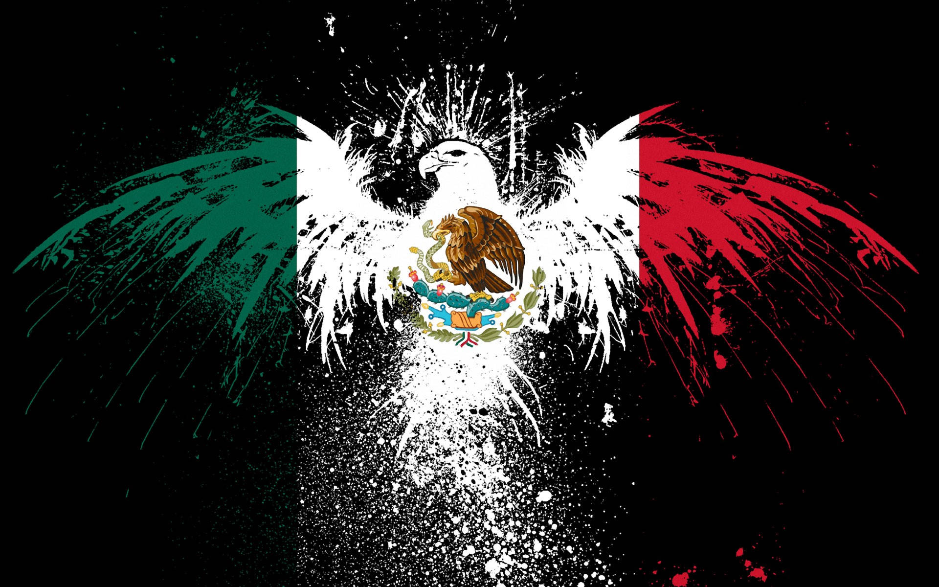 Painted Eagle On Mexico Flag Background