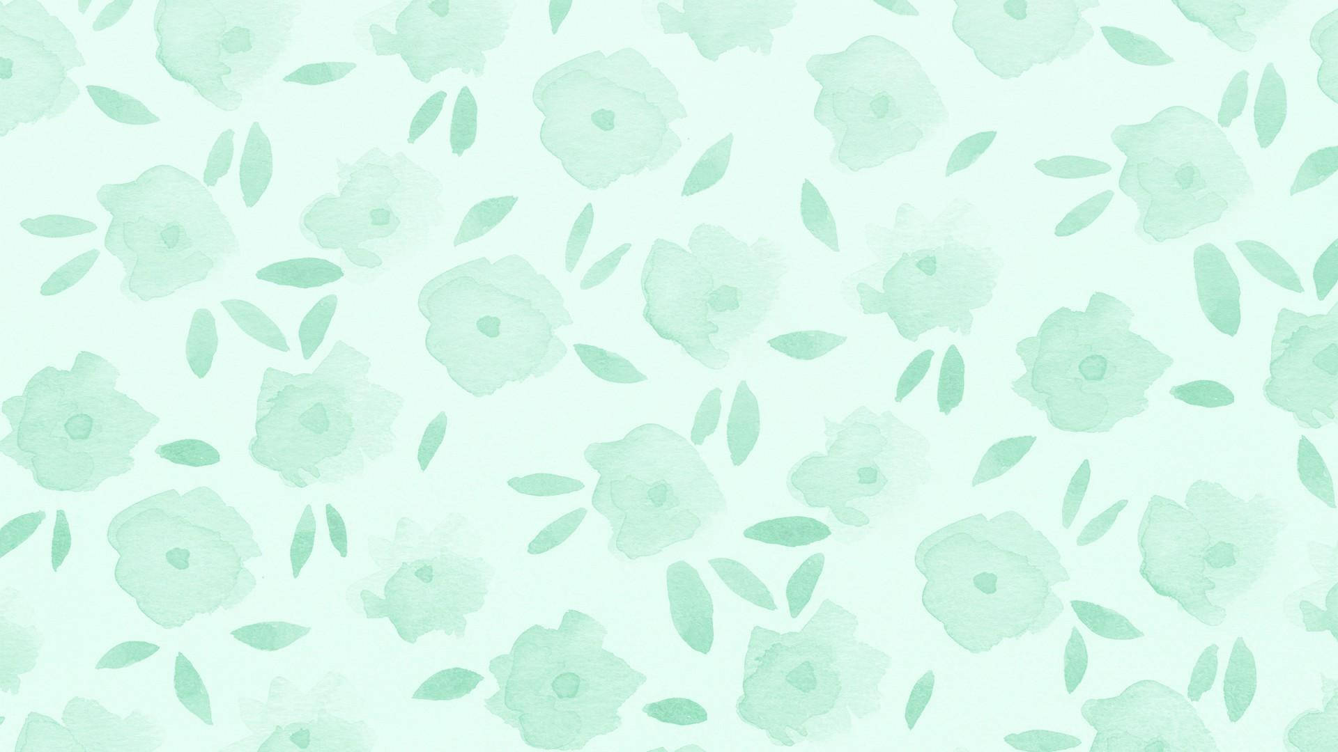 Painted Flowers Sage Green Desktop Background