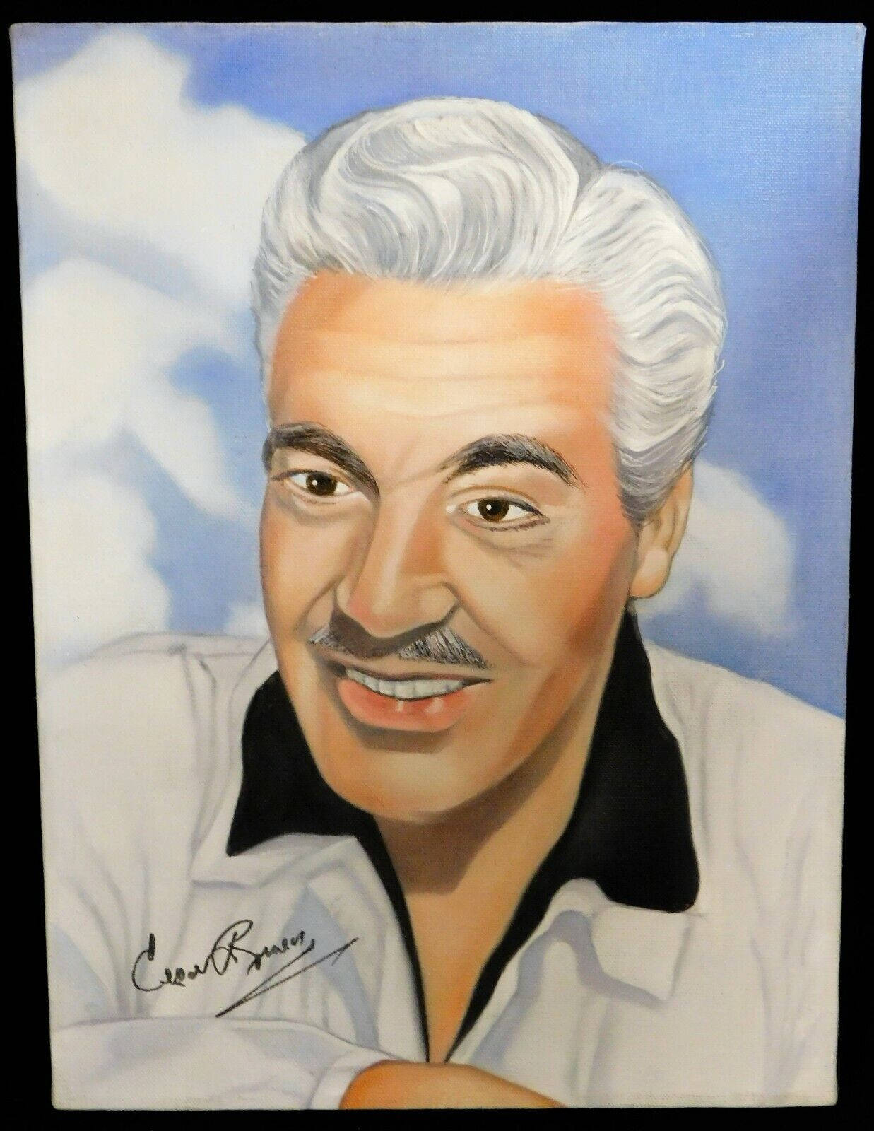 Painted Portrait Clouds Cesar Romero Background