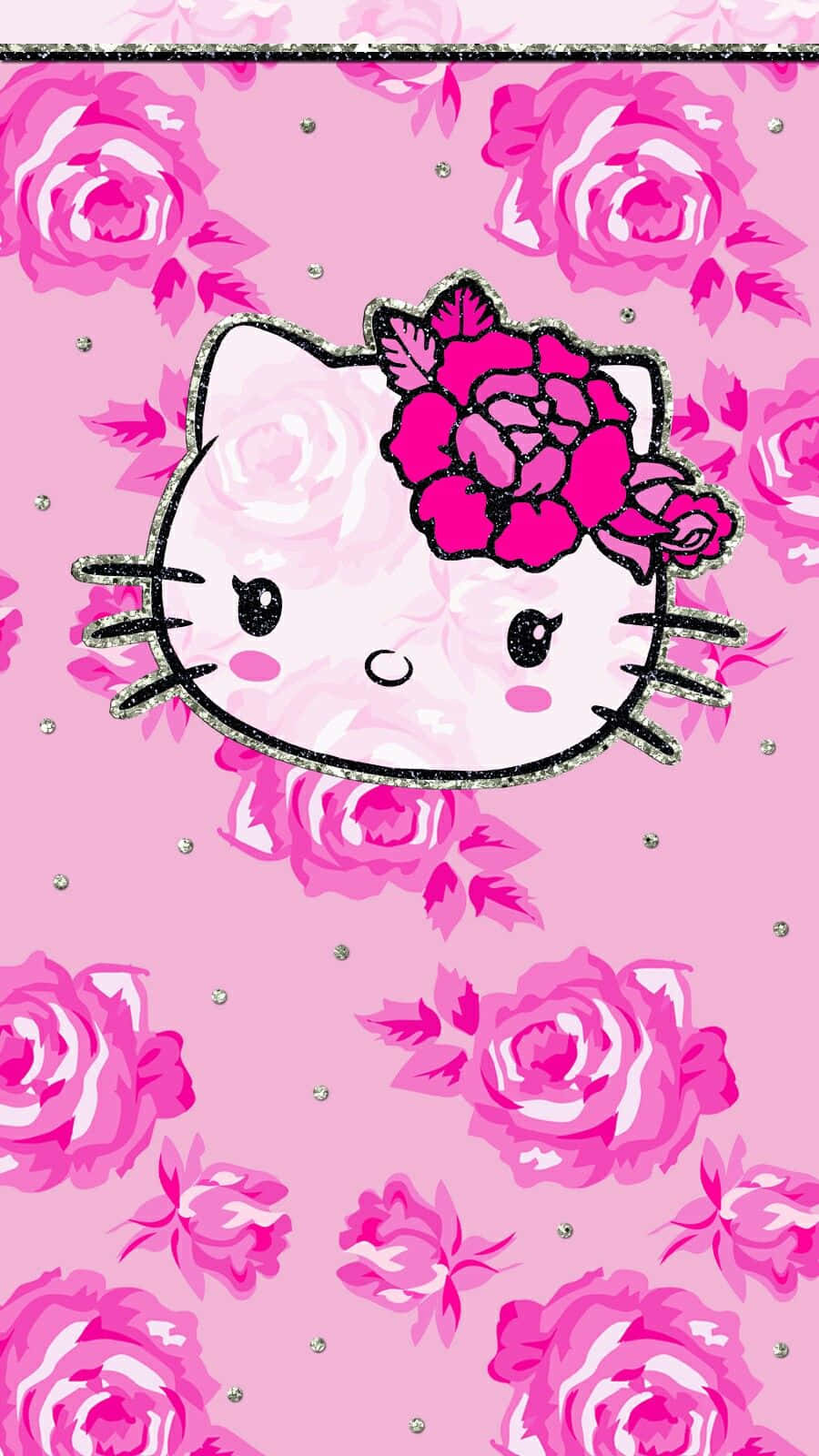 Painted Roses Cute Pink Hello Kitty