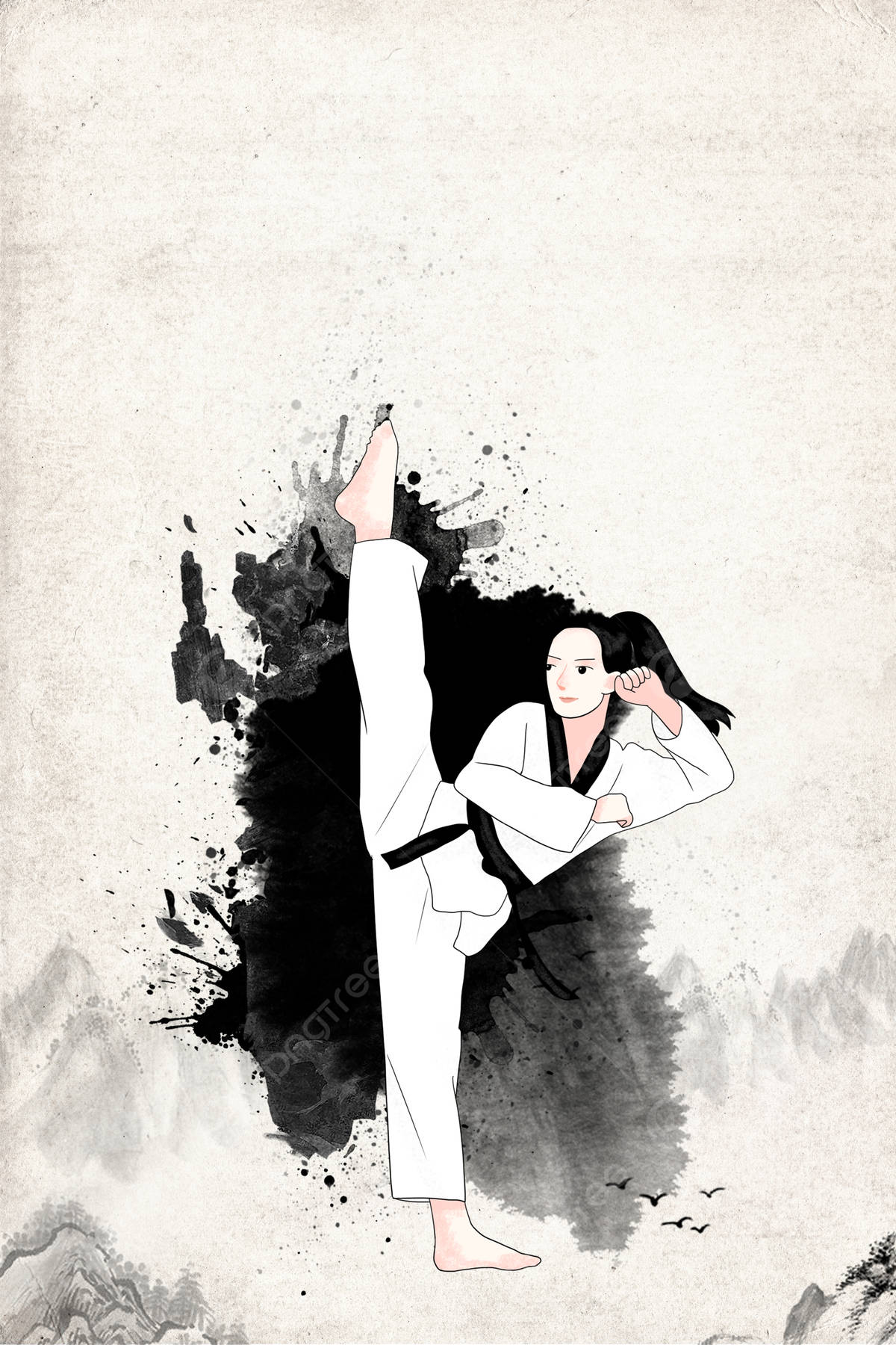 Painted Taekwondo Girl Digital Artwork